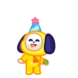 🥳 Chimmy Chimmy, BT21, K-pop, cute, sticker, celebration telegram sticker