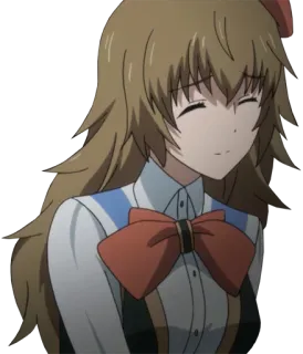 😊 Akiho Senomiya Robotics;Notes 애니메이션, 캐릭터, 갈색 머리, 빨간 리본, 소녀, ROBOTICS;NOTES, 세노미야 아키호 telegram sticker