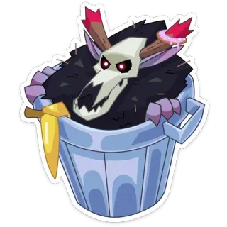 🗑 монстр, мусор, животное, бак, череп, крыса, фэнтези, мультфильм telegram sticker