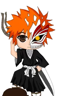 😆 Ichigo Kurosaki Bleach Аниме, Ичиго, Куросаки, Блич, Пустой, Меч, Чиби telegram sticker