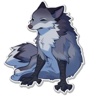 🥴 สัตว์, สุนัขจิ้งจอก, น่ารัก, สีเทา, นั่ง, มีขน telegram sticker