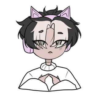 👉 Anime, Dibujos animados, Orejas de gato, Kawaii, Manga, Lindo, Dibujo whatsapp sticker