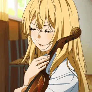 💛 Anime, Meisje, Viool, Muziek, Blond, Personage telegram sticker
