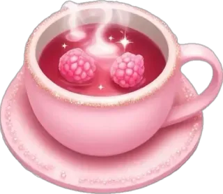 🤩 tea, raspberry, pink, cup, drink, beverage telegram sticker