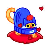 🥰 猫, 枕, ハート, かわいい, 動物, 帽子, オレンジ, 漫画 telegram sticker