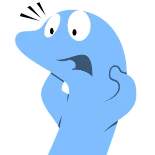😲 dibujo animado, personaje azul, preocupado, sorprendido, ilustración telegram sticker