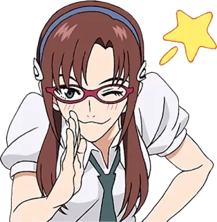 😼 Mari Illustrious Makinami Evangelion anime, mari illustrious makinami, evangelion, girl, glasses, wink telegram sticker