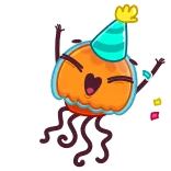 🥳 ubur-ubur, pesta, imut, perayaan, kartun, binatang, makhluk laut telegram sticker