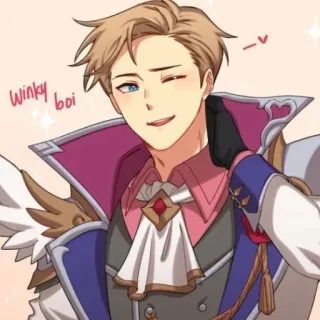 😊 Winky boi Anime, Guiño, Personaje, Sonriendo, Lindo, Pelo rubio telegram sticker