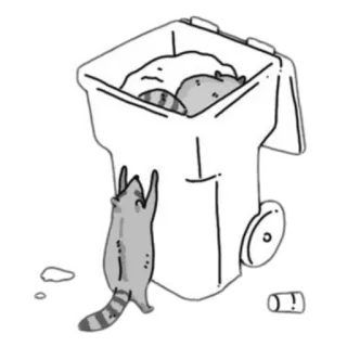 🗑 guaxinim, lata de lixo, lixo, animal, contentor de lixo, vida selvagem telegram sticker