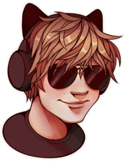 😎 orang, anime, telinga kucing, headphone, kacamata, kartun, potret, ilustrasi telegram sticker