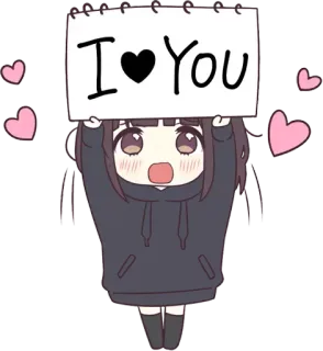 😘 I <3 YOU любовь, сердце, аниме девушка, милый, приветствие, день святого валентина telegram sticker