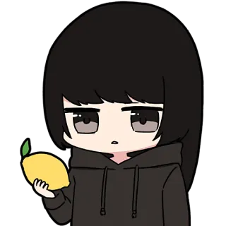 🍋 chibi, anime girl, lemon, cute, cartoon, drawing telegram sticker