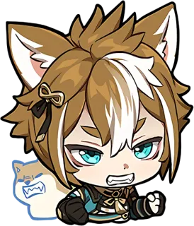 🤬 Gorou Genshin Impact โกโร่, เก็นชินอิมแพ็ค, อนิเมะ, หมา, จิบิ, สุนัขจิ้งจอก, วิดีโอเกม telegram sticker