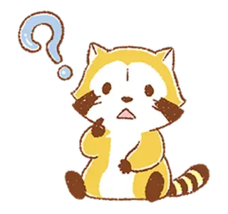 ❓ raton laveur, mignon, point d'interrogation, confus, animal, dessin animé, tanuki telegram sticker