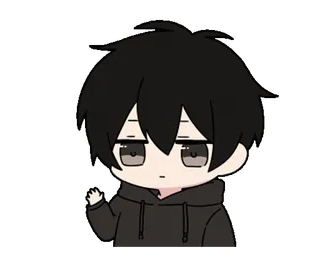 👋 Anime, Junge, Süß, Kapuzenpulli, Winken whatsapp sticker