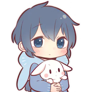 ☺️ 애니메이션, 귀여운, 소년, 만화, 치비, 토끼, 봉제인형 telegram sticker
