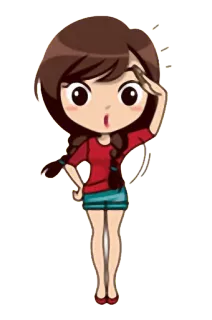 👍 chica, dibujo animado, saludo, mujer whatsapp sticker