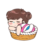 😴 자는, 바구니, 귀여운, 만화, 아이, 귀엽다 telegram sticker