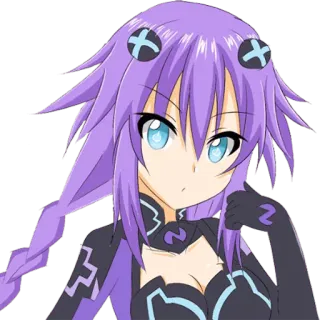 😯 Purple Heart animé, cheveux violets, jeu vidéo, Hyperdimension Neptunia telegram sticker