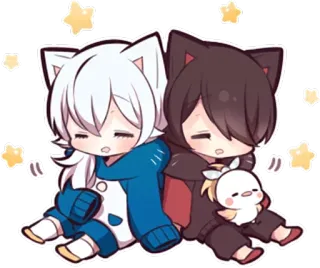 😴 anime, cute, cat ears, sleeping, stars telegram sticker