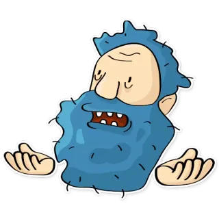 😶 Cartoon, Blauwbaard, Schouderophalen, Personage, Uitdrukking, Geanimeerd telegram sticker