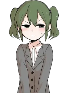 😂 Gadis anime, Pekerja kantor, Cemberut, Marah, Kesal, Lucu, Ilustrasi telegram sticker