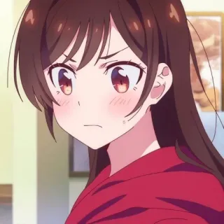 🧣 Chizuru Ichinose Rent-A-Girlfriend Anime, Ragazza, Cartone animato, Arrabbiato/a, Imbarazzato/a telegram sticker