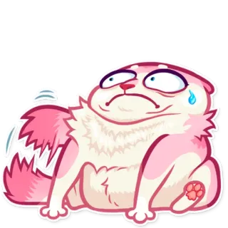 😨 gato, rosa, triste, lágrima, dibujos animados, animal telegram sticker