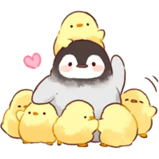 👋 pinguim, pintinhos, fofo, animais whatsapp sticker