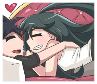 💕 love, couple, happy, cartoon, cuddle telegram sticker
