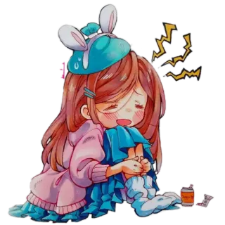 ⚡️ アニメ, 女の子, 病気, 可愛い, 病気, 怪我, 漫画 telegram sticker