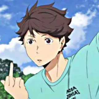 🖕 Tooru Oikawa Haikyuu!! anime, haikyuu, oikawa, middle finger, offensive gesture, character, animation telegram sticker