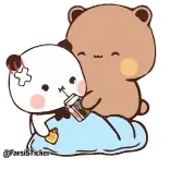 🥛 @tardiisticker стикер, мультфильм, медведи, милый, пьющий, кавай, анимированный telegram sticker