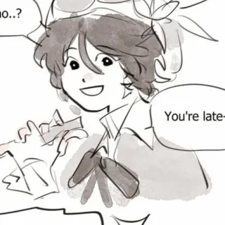 ☁️ no..?
You're late- Kreskówka, Anime, Dymek, Spóźniony, Pytanie telegram sticker
