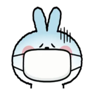 😷 Hase, Maske, traurig, krank, Cartoon, Häschen telegram sticker