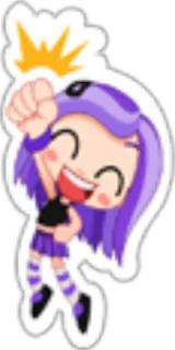 😮 Cartoon, Feier, Niedlich, Mädchen, Lila Haare telegram sticker