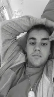 😐 Justin Bieber musicista, cantante, ritratto, celebrità, bianco e nero telegram sticker