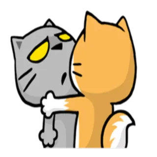 😬 cats, hugging, cartoon, friendship, animal, cute telegram sticker
