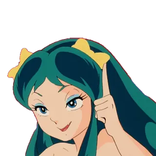 🙄 Lum Urusei Yatsura anime, cartoon, character, girl, raising finger telegram sticker
