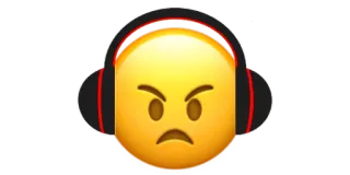 😠 Эмодзи, Злой, Наушники, Раздраженный, Цифровое искусство telegram sticker