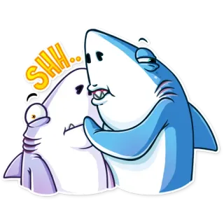 🙊 SHH.. Акула, Мультфильм, Животное, Море, Рыба, Тсс, Тихий telegram sticker