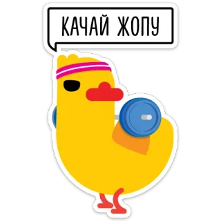 ✊ КАЧАЙ ЖОПУ Kreskówka, Fitness, Ćwiczenia, Hantla, Ptak, Siłownia, Śmieszne telegram sticker
