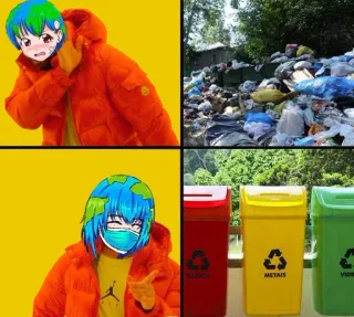 ♻️ Terra, Meio ambiente, Reciclagem, Lixo, Poluição, Meme telegram sticker