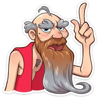 ☝️ vieil homme, montrer du doigt, barbe, dessin animé, personnage, illustration whatsapp sticker