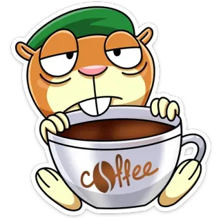 ☕️ Coffee caffè, assonnato, cartone animato, animale, tazza, bevanda telegram sticker