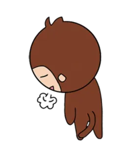 😔 slaperig, uitgeput, bruin, cartoon, personage, moe telegram sticker