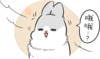 😆 哦...? bunny, animal, cartoon, cute, sticker telegram sticker