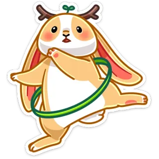 💃 conejo, animal, lindo, pegatina, aro, jugando telegram sticker
