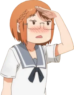 😒 anime, hormat, kacamata, gadis, karakter telegram sticker